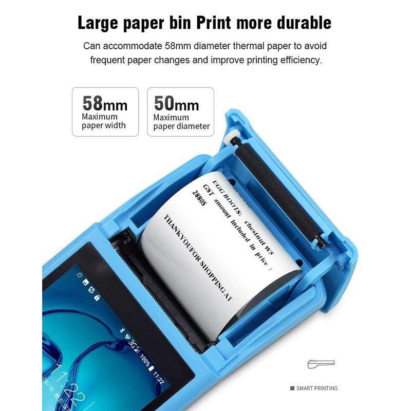 POS-6100 5.5 inch Handheld Android Smart Scan Code Cash Register Thermal Printing Machine PDA Ter...