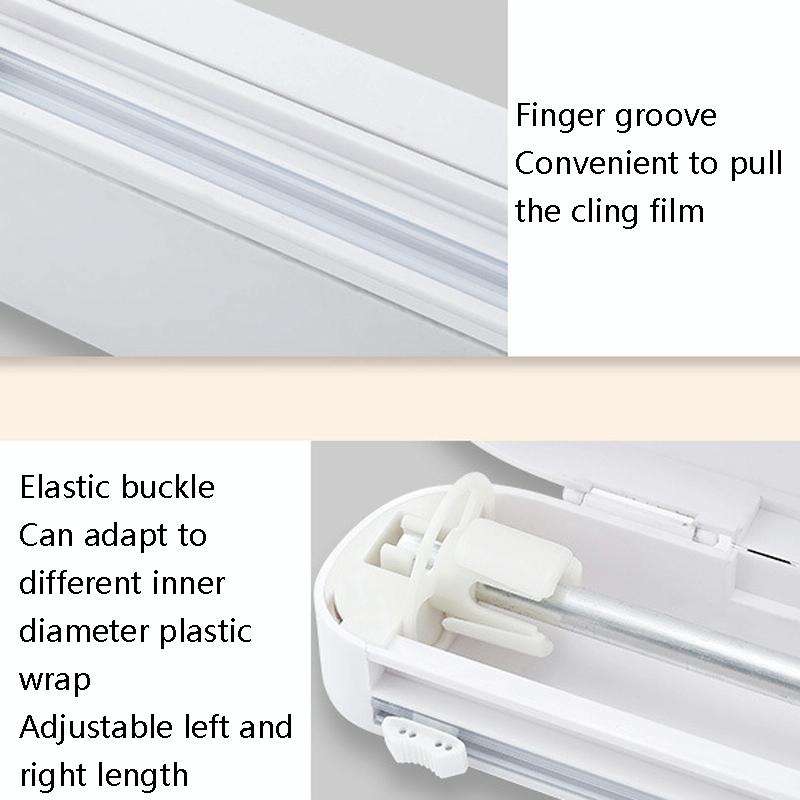 Suction Cup Type Cling Film Cutter Household Plastic Wrap Adjustable Storage Cutting Box(White)
