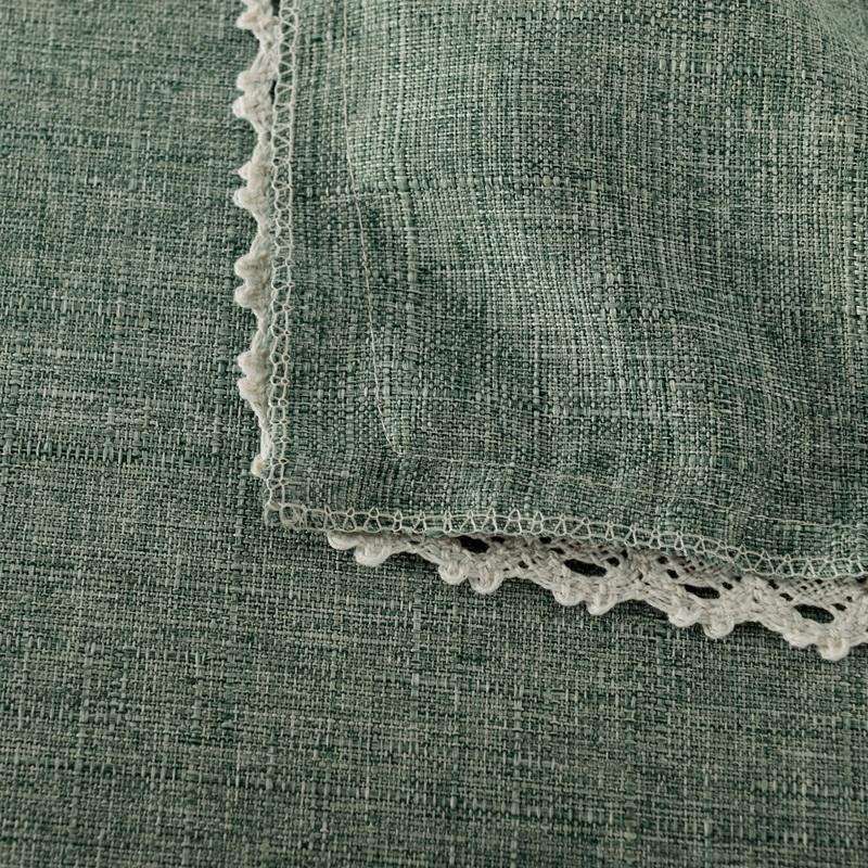 Decorative Tablecloth Imitation Linen Lace Table Cloth Dining Table Cover, Size:130x170cm(Olive G...