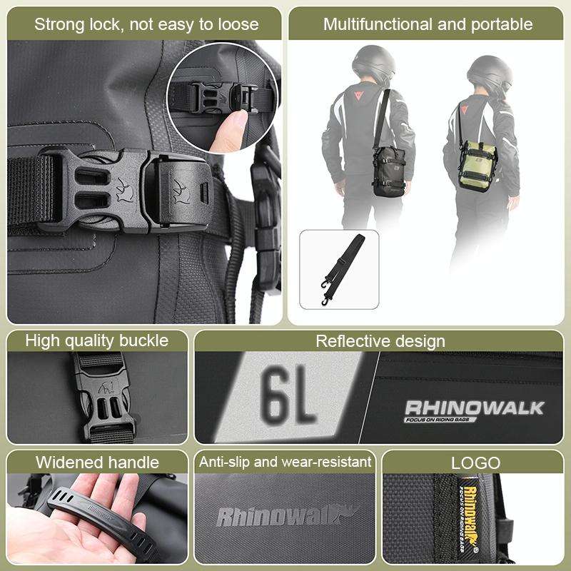Rhinowalk MT2206 6L Waterproof Motorcycle Bumper Bag Outdoor Riding Bag(Green)