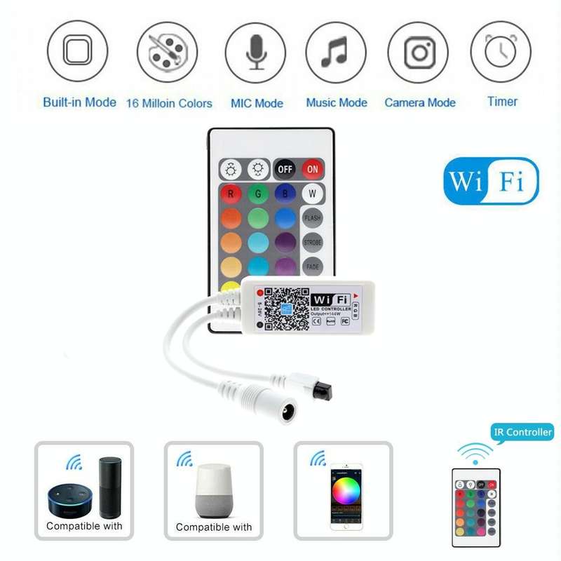 Smart Phone Control Music and Timer Mode Home Mini WIFI LED RGB Controller, type:RGB IR Controller