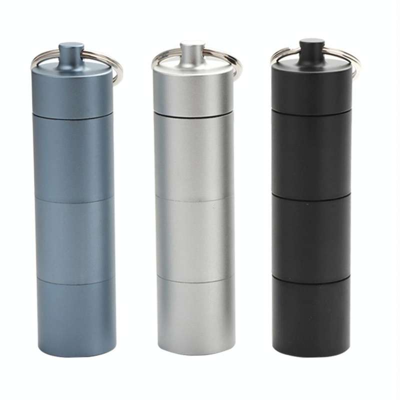 Outdoor First Aid Sealed Waterproof Pill Jar Aluminum Alloy Portable Emergency Pill Box(Black)