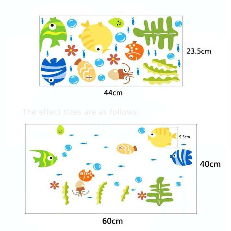 Kindergarten Cartoon Marine Animal Decoration Waterproof Baby Room Bathroom Wall Sticker