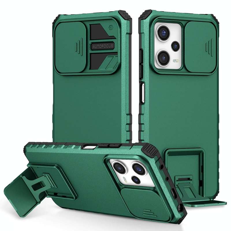For Xiaomi Redmi Note 12 Pro 5G / Poco X5 Pro Stereoscopic Holder Sliding Camshield Phone Case(Gr...