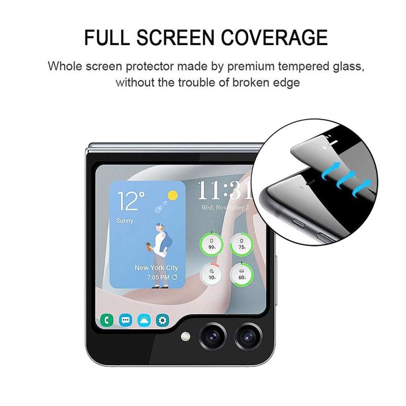 For Samsung Galaxy Z Flip5 External Small Screen Full Glue Full Cover Screen Protector Tempered G...