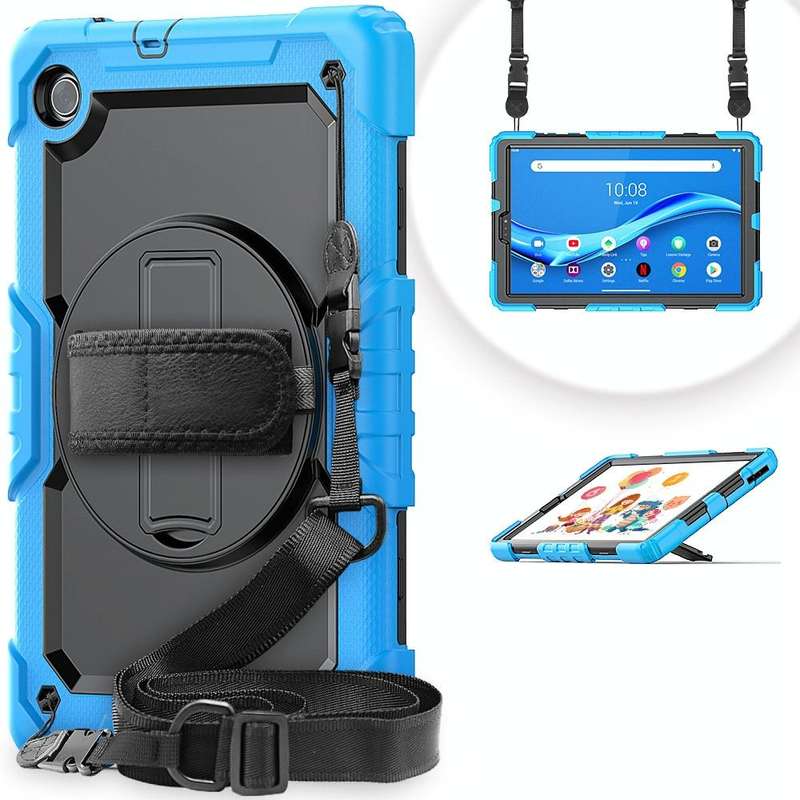 For Lenovo Tab M10 FHD Plus Shockproof Colorful Silicone + PC Protective Case with Holder & Shoul...