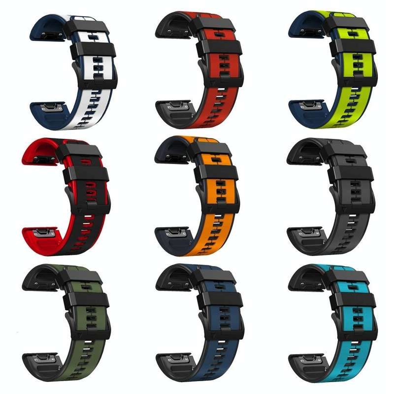 For Garmin Fenix 6 Pro 22mm Silicone Sports Two-Color Watch Band(Carbon Ash + Black)