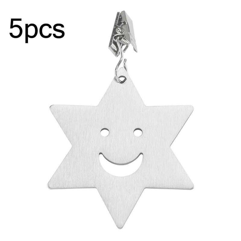 5pcs Stainless Steel Tablecloth Clip Windproof Tablecloth Weights Hanger(Star TCC0010E)