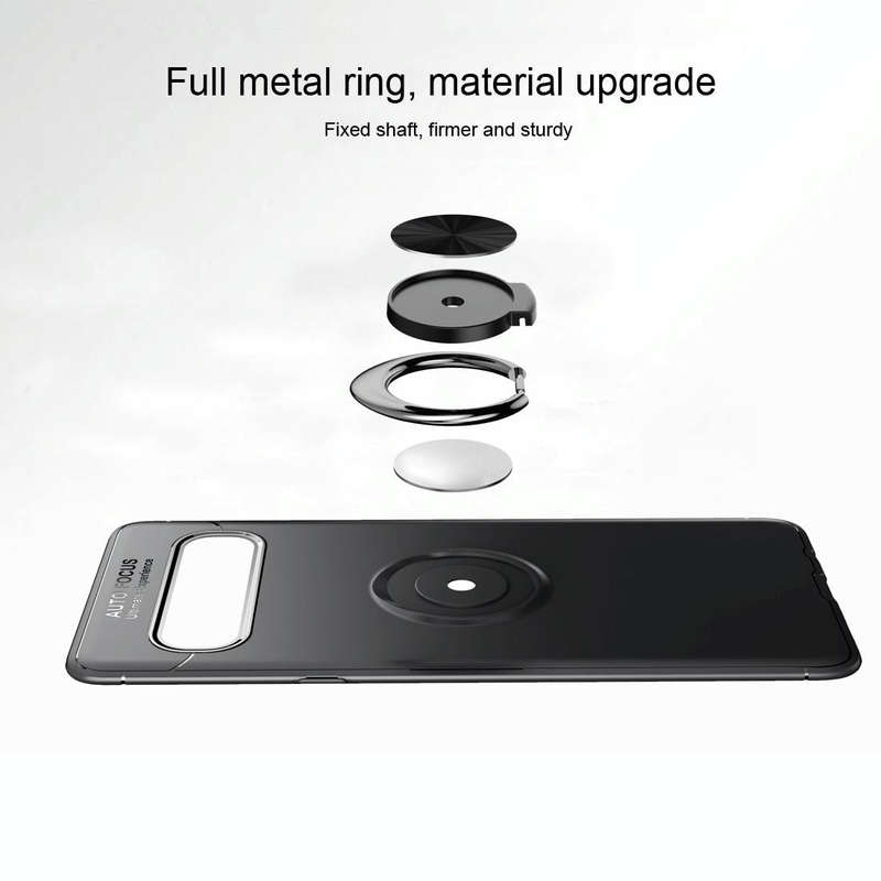 Magnetic 360 Degree Rotation Ring Holder Armor Shockproof TPU Case for Galaxy S10 5G (Red)