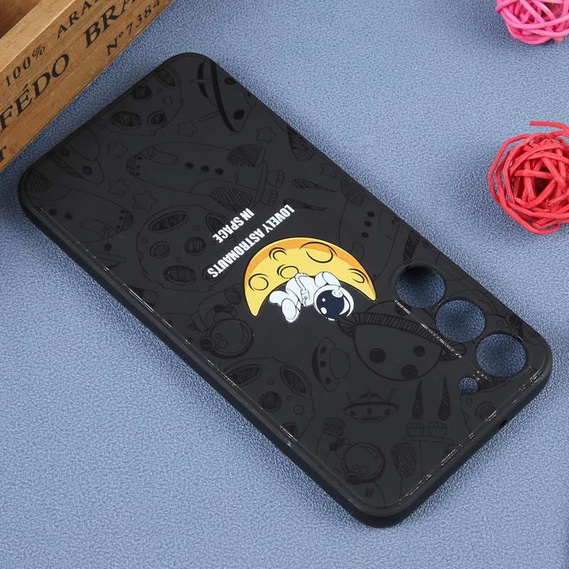 For Samsung Galaxy A54 5G Astronaut Pattern Silicone Straight Edge Phone Case(Lovely Astronaut-Bl...
