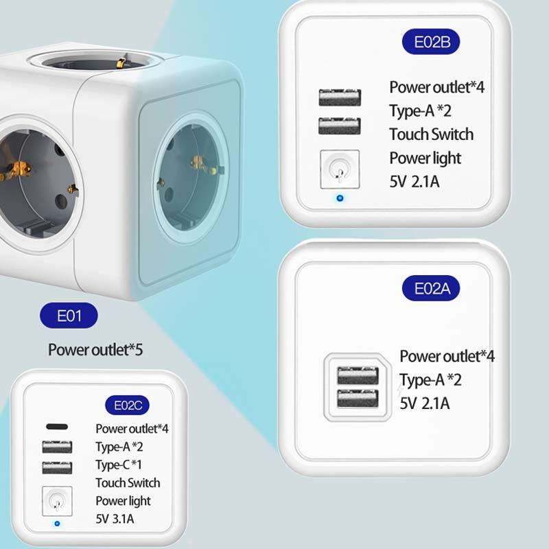 Creative Power Cube Socket Conversion Socket, EU Plug 1.5m Gray