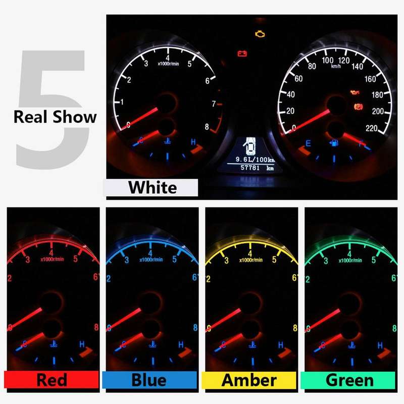 10 PCS 0.4W B8.5 Wedge Instrument Panel COB LED Light Dashboard Gauge Cluster Indicator Lamp Bulb...