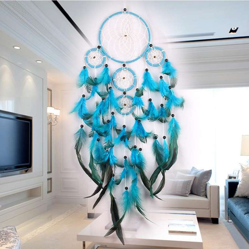 Creative Hand-Woven Crafts Dream Catcher Home Car Wall Hanging Decoration(Blue Black)