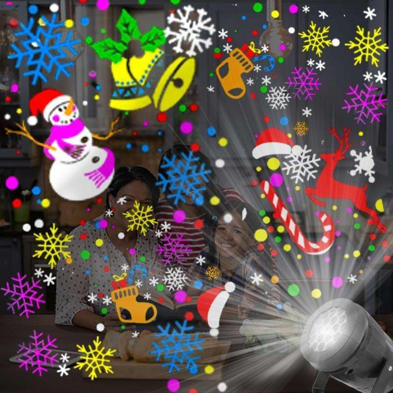 4W LED Snowflake Christmas Decoration Projector Light with 16 Patterns, Spec: UK Plug