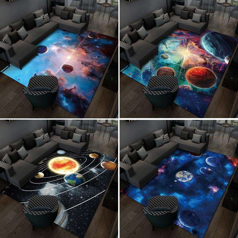 3D Visual Cartoon Cosmic Planet Living Room Carpet, Size: 50x80cm(Cosmic Planet 2)