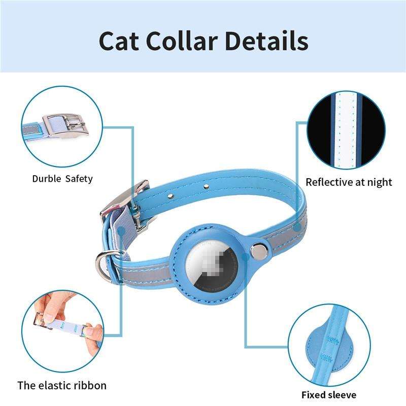 For Airtag Tracker Protective Cover Pet PU Collar, Specification: XS(Black)