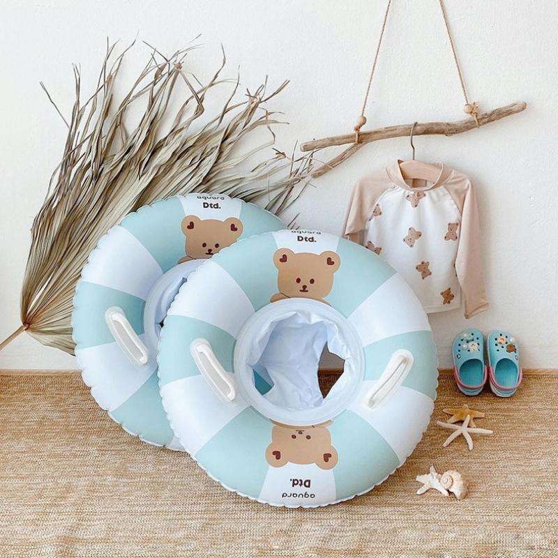 Children Adult Cartoon Inflatable Swimming Ring, Pattern: Blue White Striped Bear