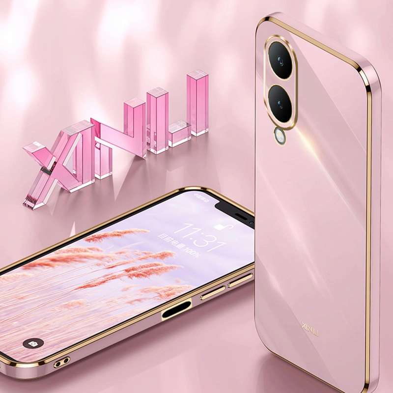 For vivo Y17S 4G XINLI Straight Edge 6D Electroplate TPU Phone Case with Ring Holder(Celestial Blue)
