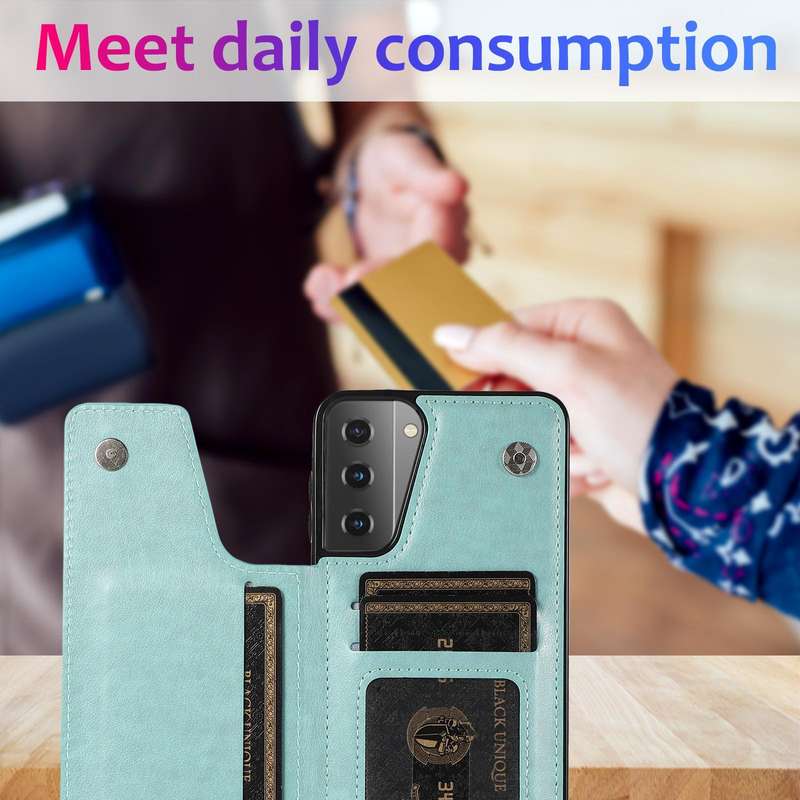 For Samsung Galaxy S21 5G Double Buckle Mandala PU+TPU Phone Case(Green)