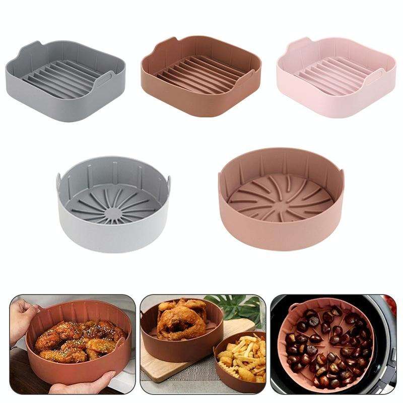 Air Fryer Silicone Grill Pan Accessories, Size: Square 20.5 cm(Gray)