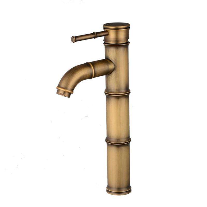 Antique Retro Hot Cold Water Bathroom Counter Basin Bamboo Waterfall Basin Copper Faucet, Specifi...