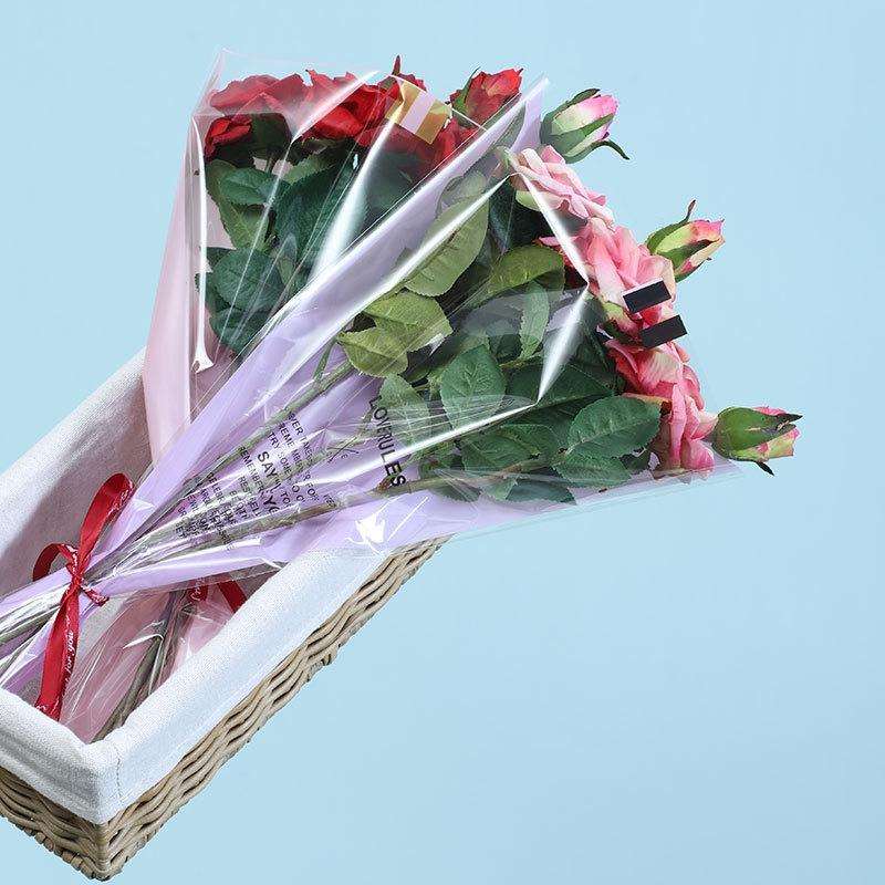 Flower Packaging Bag Trapezoid Bag Dried Flower Bag(Pink)