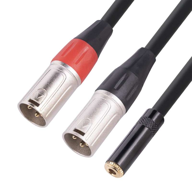 TC227YXK402-03 3.5mm Female to Dual XLR 3pin Male Audio Cable, Length: 30cm(Red Black)