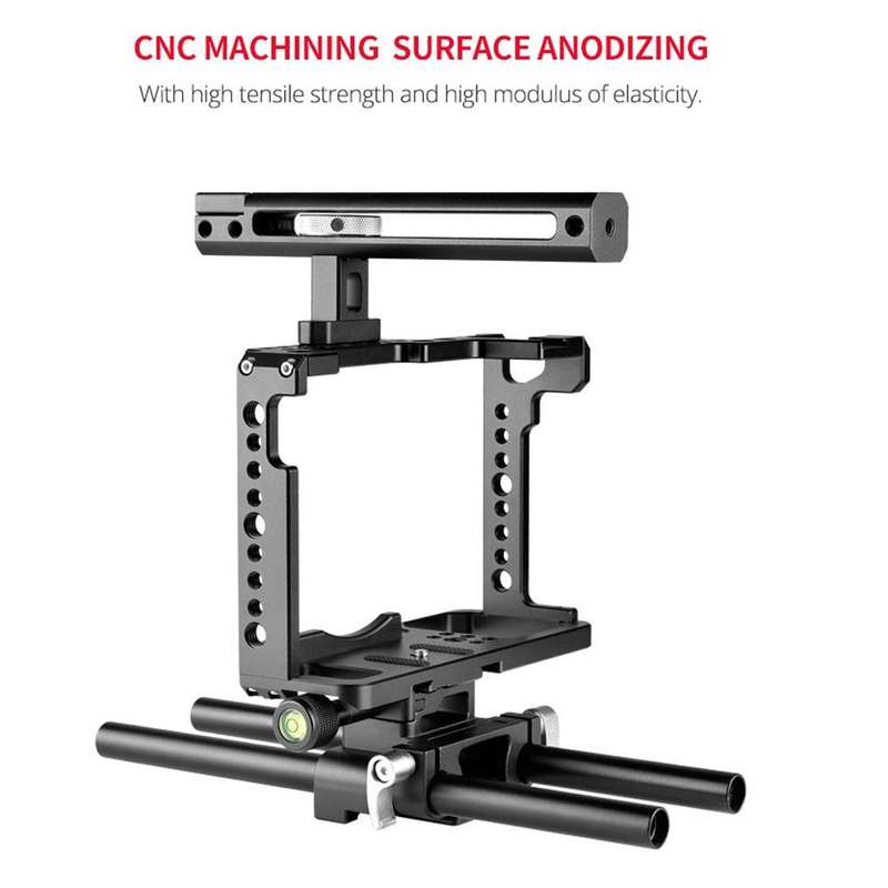 YELANGU C18 YLG0915A-C Video Camera Cage Stabilizer with Handle & Rail Rod Mount for Panasonic Lu...