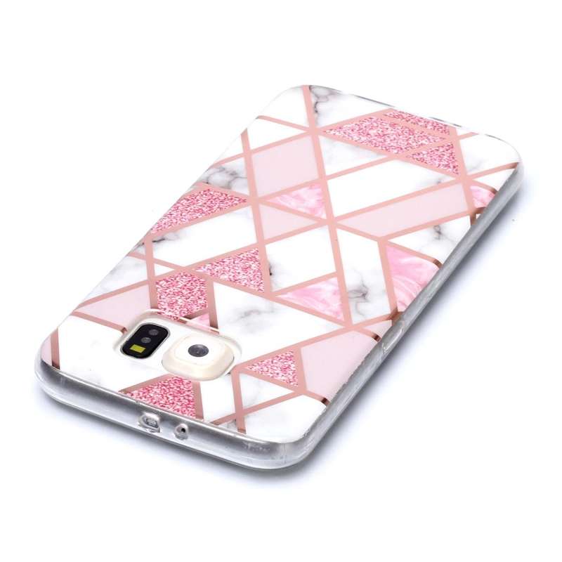 For Galaxy S6 Plating Marble Pattern Soft TPU Protective Case(Pink)