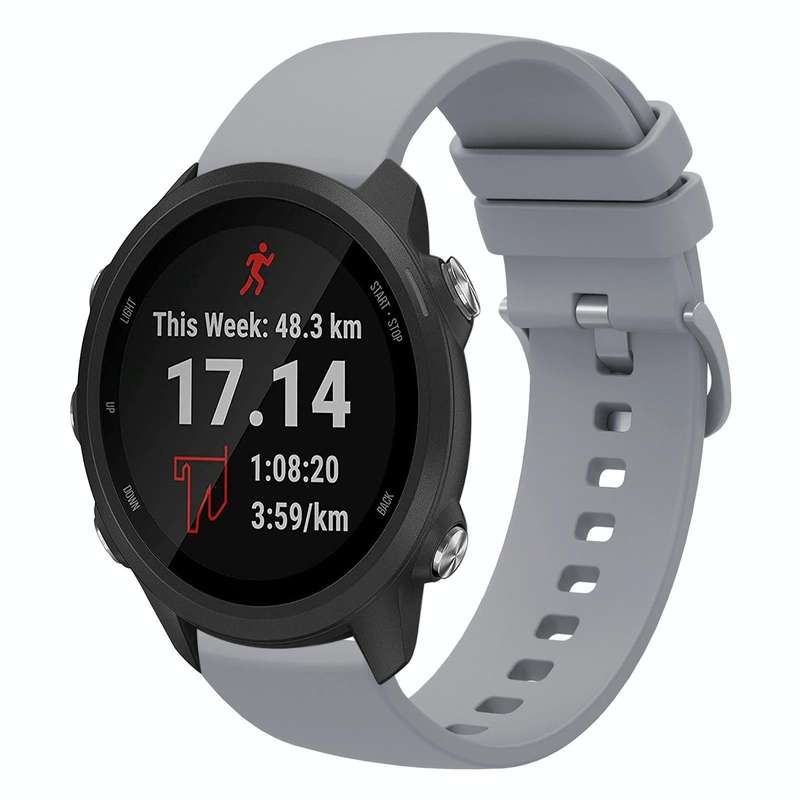 For Garmin Forerunner 245 20mm Solid Color Soft Silicone Watch Band(Grey)