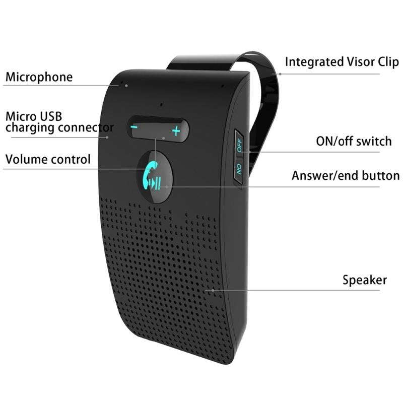 SP09 Multipoint Wireless Bluetooth V4.2 Handsfree Car Kit Speaker Speakerphone, Support Voice Rea...