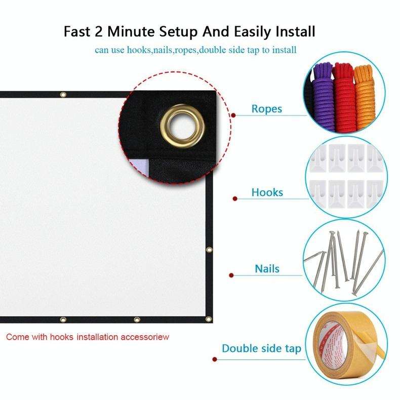 Simple Folding Thin Polyester Projector Film Curtain, Size:84 inch (4:3) Projection Area: 172x125cm