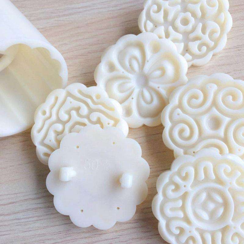 2 PCS Moon Festival Round Hand-Pressed Pastry Mold Baking Tools, Model: 30