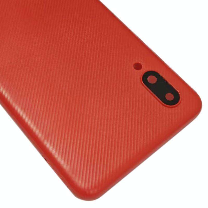 For Samsung Galaxy A02 Battery Back Cover with Camera Lens Cover (Red)