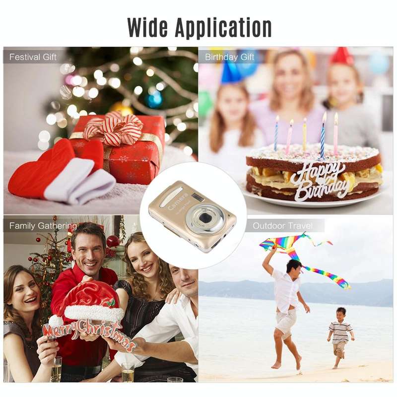 1280x720P HD 4X Digital Zoom 16.0 MP Digital Video Camera Recorder with 2.4 inch TFT Screen(Gold)