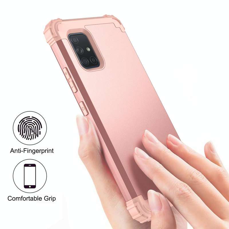 For Samsung Galaxy A71 5G 3 in 1 Shockproof PC + Silicone Protective Case(Rose Gold)