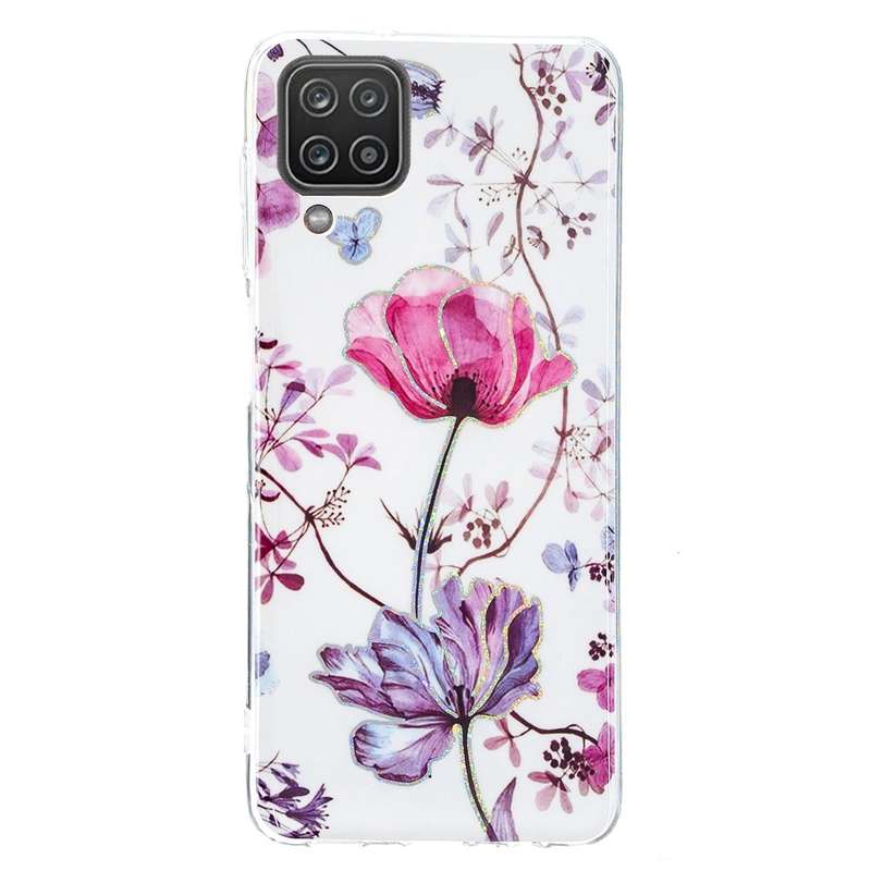 For Samsung Galaxy A12(EU Version) Plating TPU Protective Case(Lotus)