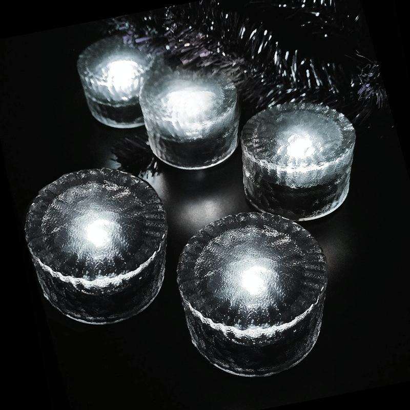 Outdoor Solar Buried Lamp Round Glass Floor Street Light Garden Ice Brick Waterproof Lamp(Warm Li...