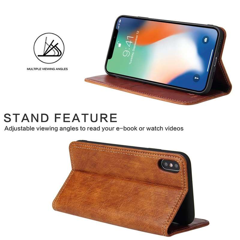 For iPhone XR Retro Tree Bark Texture PU Magnetic Horizontal Flip Leather Case with Holder & Card...