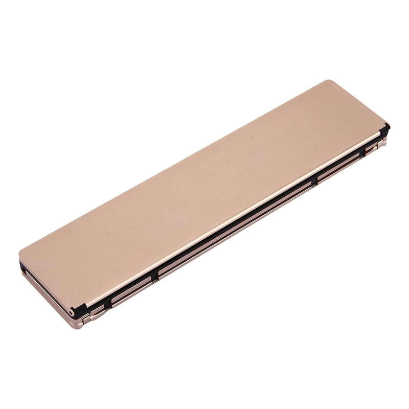 F18 Ultra-slim Rechargeable Foldable 58 Keys Bluetooth Wireless Keyboard with Holder (Gold)