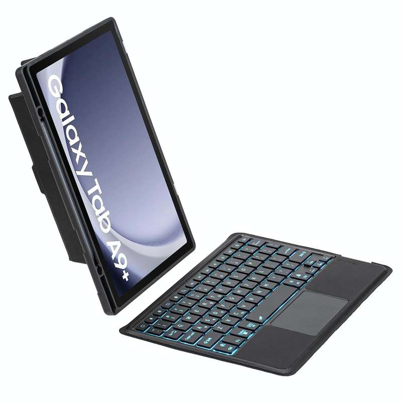 For Samsung Galaxy Tab A9+ X210 TA09B-AS Pen Tray Style Detachable Bluetooth Keyboard Leather Cas...