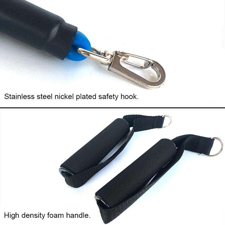 E1107 11 in 1 100lbs Natural Latex Five-point Buckle Household Pull Rope Resistance Band Fitness ...