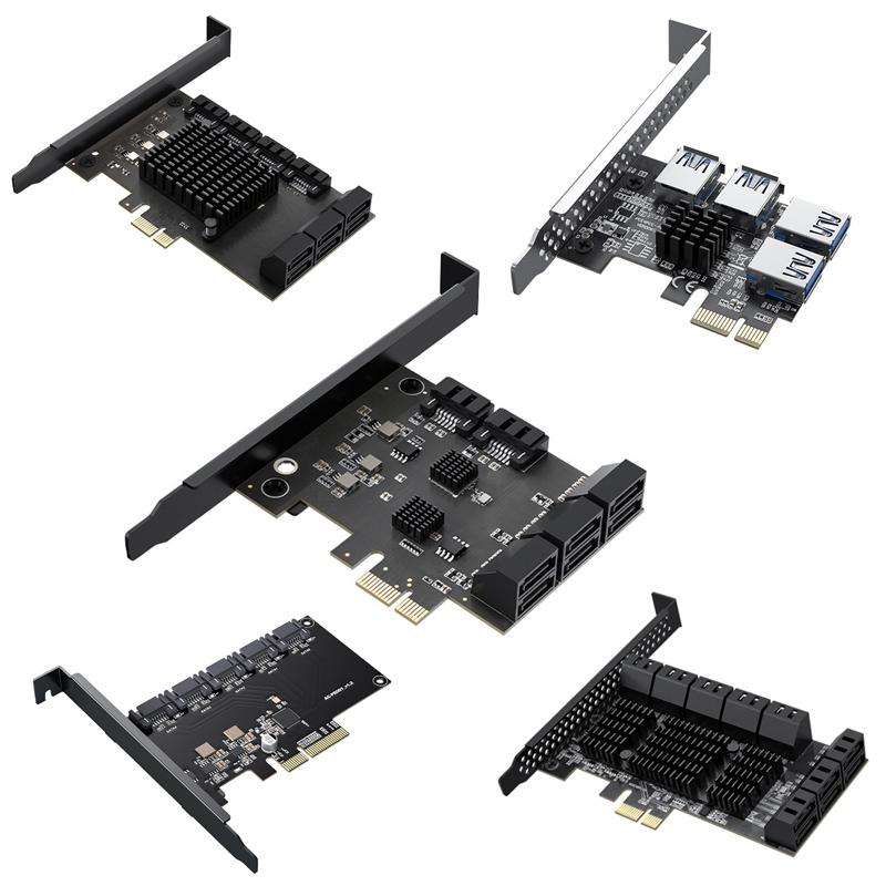 PCIE X1 To 10 Ports SATA3.0 Rotary Card Computer Desktop Solid State Hard Disk