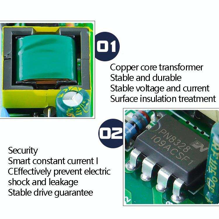 2 PCS 8-12W Two-Color Isolation Drive Power Supply 85-265V Wide Pressure Bulb / Downlight / Ceili...