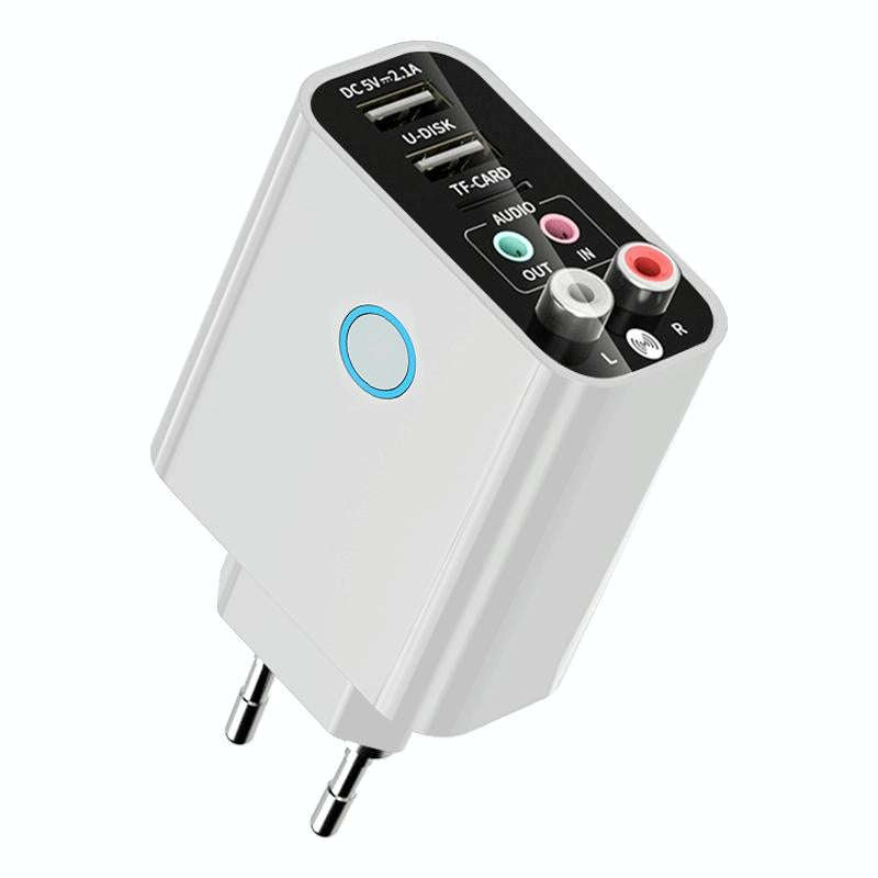 K16 2 in 1 3.5mm AUX + RAC Dual Output Plug-in Bluetooth 5.0 Audio Transmitter Receiver with Remo...