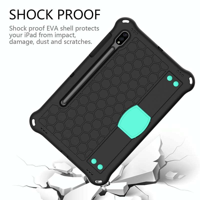 For Samsung Galaxy Tab S8 / Tab S7 Honeycomb Design EVA + PC Tablet Case with Strap(Black+Mint Gr...
