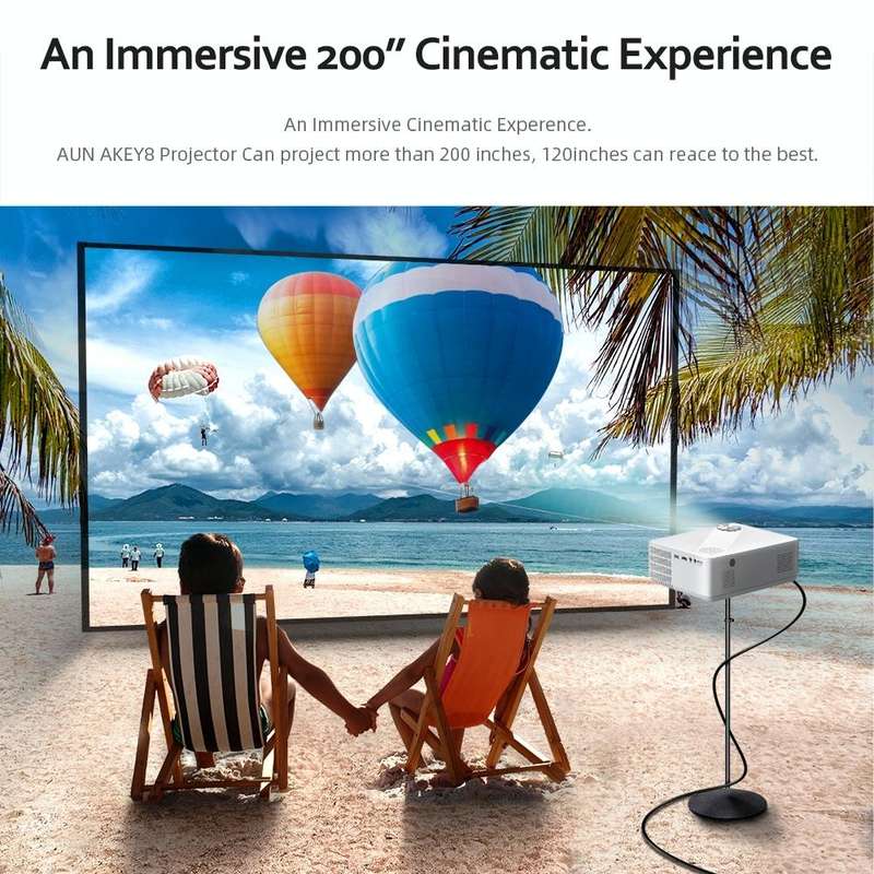 AUN AKEY8 1920x1080 6000 Lumens Portable Home Theater LED HD Digital Projector, Basic Version, UK...