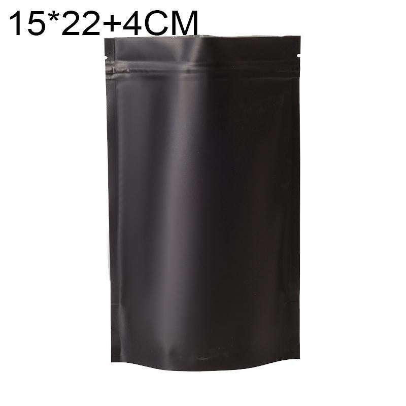 100 PCS/Set Matte Aluminum Foil Snack Stand-up Pouch, Size:15x22+4cm(Black)