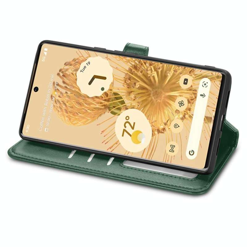 For Google Pixel 6 Solid Color Leather Buckle Phone Case(Green)