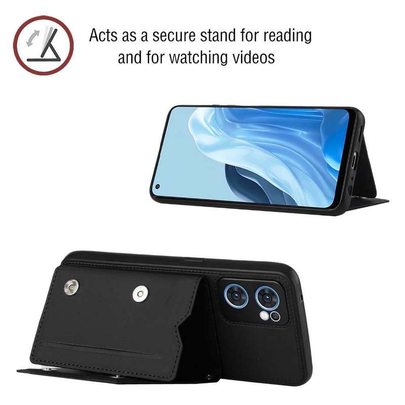 For OPPO Reno7 5G Skin Feel PU + TPU + PC Phone Case(Black)